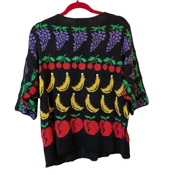 Vintage French Rags Hand-Loomed Fruit Crew Neck Sweater - Picture 9 of 16